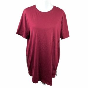 Forever 21 Zipper Sides T-Shirt, Burgundy, Large